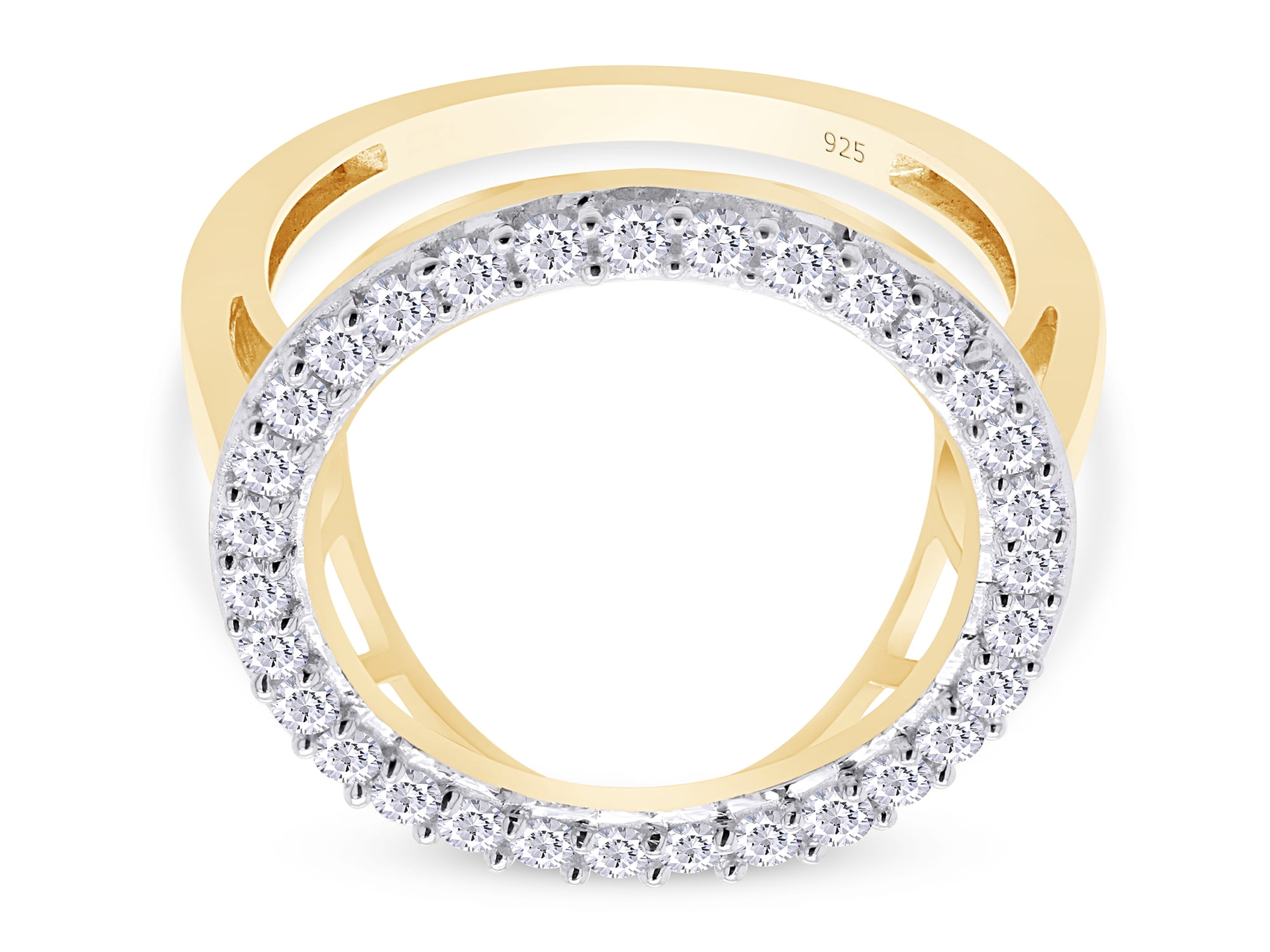 Wishrocks Round Cut White Cubic Zirconia Open Ring in 14K Gold Over Sterling Silver Wishrocks Round Cut White Cubic Zirconia Open Ring in 14K Gold Over Sterling Silver