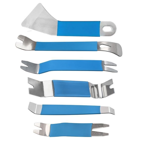 Baguer 6Pcs Car Trim Removal tool Stainless Steel Two-End Trim Removal Level Pry tools
