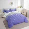 thumbnail image 3 of Feelyou Glitter Sequin Print Twin Bedding Sets 7-Piece for Female, Cartoon Dreamy Stars Print Bedding Comforter Set, Modern Fashion Reversible Sheet Sets, Lightweight Room Decor, 3 of 7