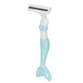 thumbnail image 3 of Maquinilla de afeitar para mujer, maquinilla de afeitar con forma de cola de pez, acero inoxidable, Manual, de seguridad, color verde, 3 of 8