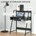 thumbnail image 3 of HOMCOM Home Office desk, Computer Desk for Small Spaces, Writing Table with Drawer and Storage Shelves, Charcoal Gray, 3 of 9