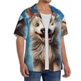 thumbnail image 2 of Sikiie Blue Sky Cute Wolf Men's Wrinkle Free Untucked Cuban Shirt Business Casual Button Down Shirts Short Sleeve Shirt4X-Large, 2 of 5