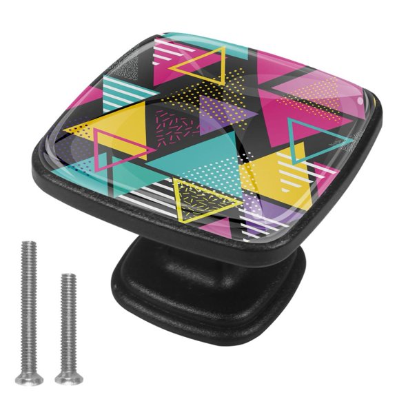 4 Pcs Cabinet Handle Drawer Pulls Geometry Knobs with Screws Square Furniture Office Cabinet Knob Decoration