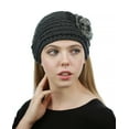 thumbnail image 4 of NYFASHION101 Hand Knitted Furry Flowers Winter Headband Headwrap - NAG324Y, Dark Gray, 4 of 4