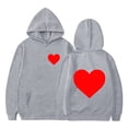 thumbnail image 5 of Kids Hoodie Valentine's Day Long Sleeve Hooded Pullover Heart Print Lightweight Grey 5 Years-6 Years, 5 of 6