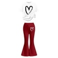 thumbnail image 3 of WOYY Big Girls Outfits Heart Print Short Sleeve Tshirt Pants Outfits, Sizes 9-10, 3 of 4