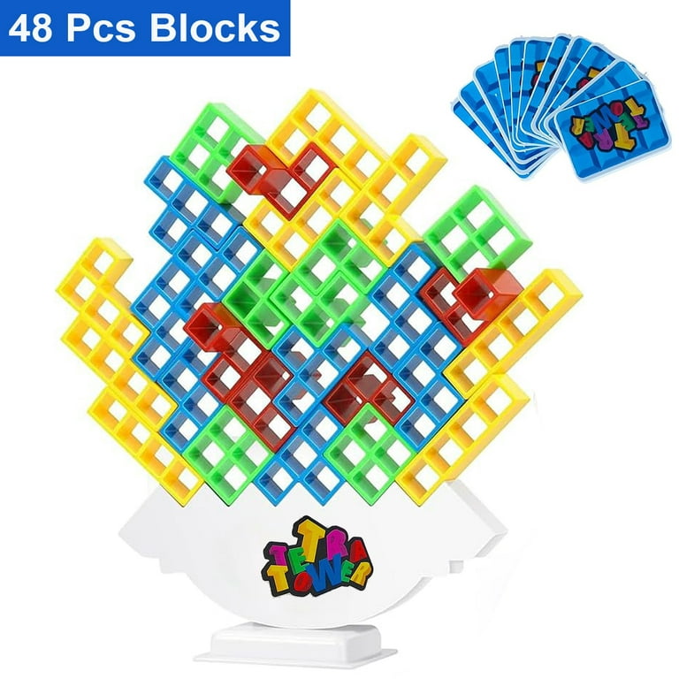 48X Tetra Tower Game Stacking Blocks Balance Puzzle Assembly Bricks Xams  Gifts