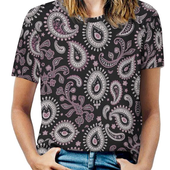 Paisley Women T-Shirt Classic O Neck T-Shirts Short-Sleeve Trendy Animal Print Design Tshirt Casual Clothing