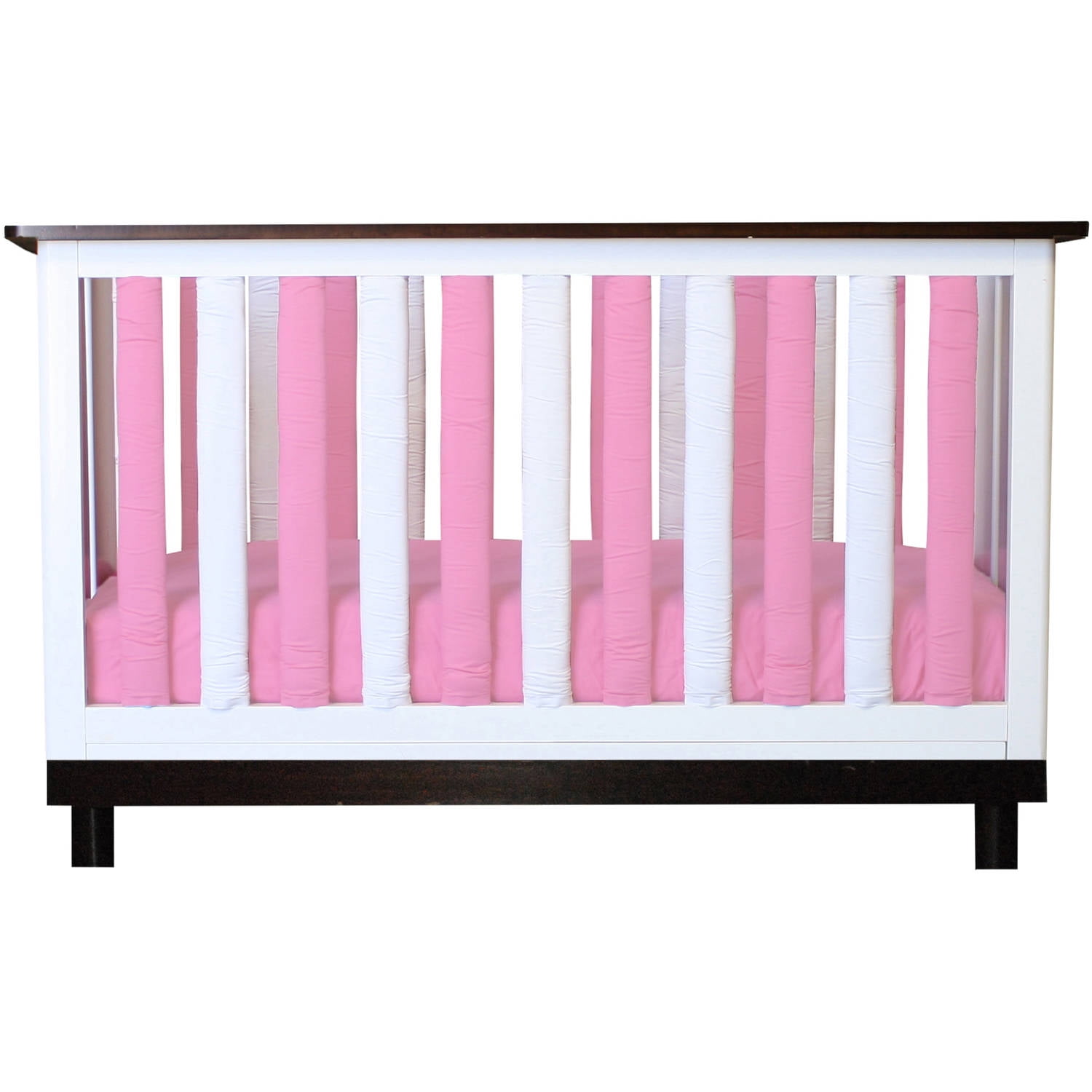 PURE SAFETY Vertical Crib Liners in Certified Organic Pink & White