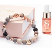 Scilla Rose Anxiety Bracelet for Women, Pink Zebra Jasper, Lava Rock Bracelet Diffuser with Love Charm
