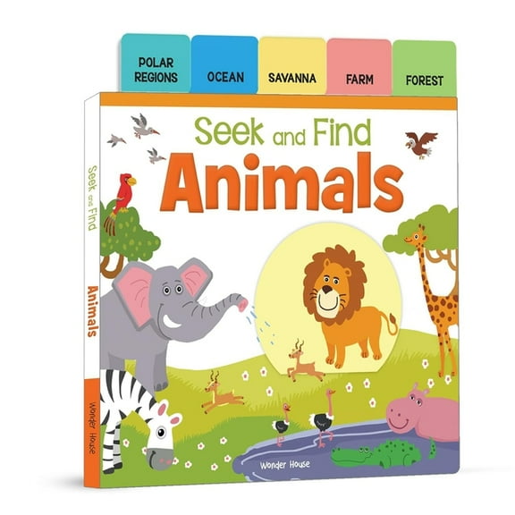 Seek and Find: Animals: Early Learning Board Books with Tabs, (Board Book)
