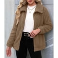 thumbnail image 6 of Women'S Long Sleeve Full Zip Soft Warm Fleece Jacket Khaki S, 6 of 10