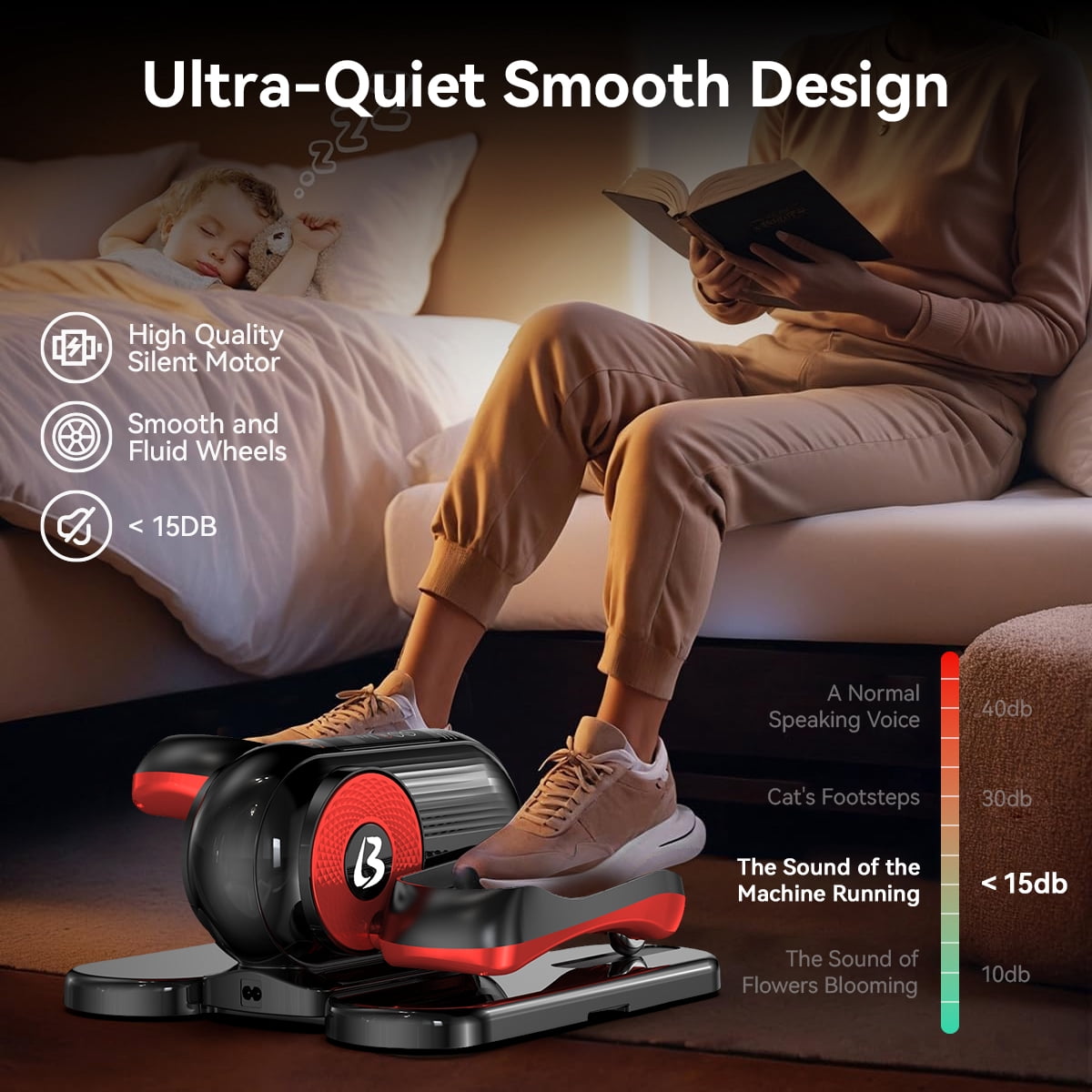 Pooboo Under Desk Ellipticals Electric, Elipse Leg Exerciser for Seniors Fully Assembled, Seated Pedal Exerciser with Liftable and Angle Adjustable Monitor, Hiding Remote Control
