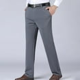 thumbnail image 7 of Dress Pants for Men Business Casual Work Trousers Straight Leg Flat Front Chino Pants with Pockets, Gray, L, 7 of 7