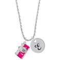 thumbnail image 1 of Delight Jewelry Silvertone Pink Camera Silvertone Script Initial Disc - E - Charm Necklace, 20"+3", 1 of 4