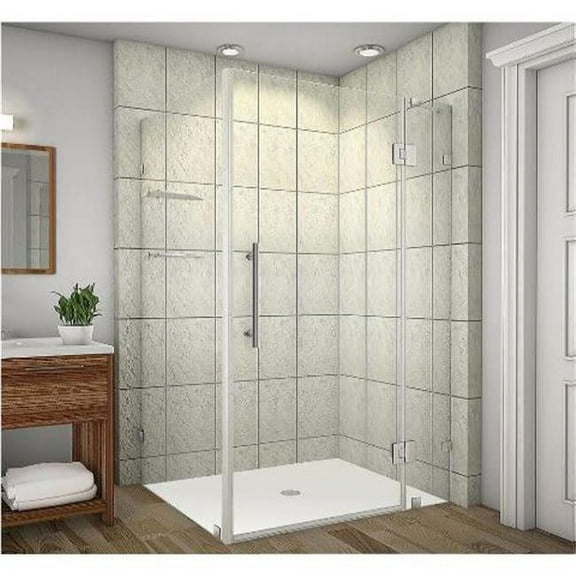 AstonGlobal SEN992-CH-4832-10 Avalux 48 x 32 x 72 in. Completely Frameless Shower Enclosure with Glass Shelves in Chrome