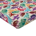 thumbnail image 2 of Ambesonne Dinosaur Fitted Sheet, Funny Monsters Cartoon, Queen Size, Multicolor, 2 of 3