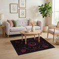 thumbnail image 3 of ODIKA 4'x6' Washable Area Rug Stain Resistant, Low Pile, Easy Care Black Burgundy Celestial Floral Design Intricate Lunar Motif with Ornate for Dorm Room, Small Living, 3 of 7