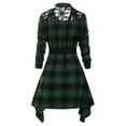 thumbnail image 3 of gakvbuo Checkered Dress for Womens Plus Size Fall Dresses Plaid Tie Shirt Dress Long Sleeve Slim Turn-Down Collar Tunic Tops Asymmetrical High Low Irregular Dress, 3 of 5