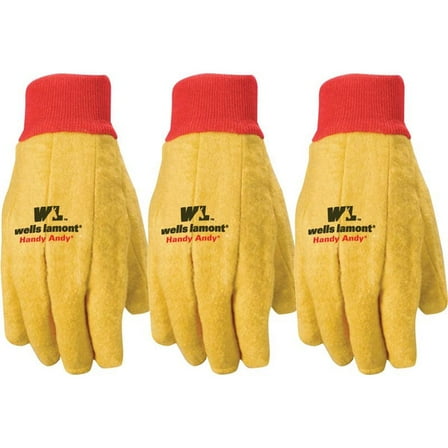 Wells Lamont Handy Andy Men's Work Gloves, Poly-Cotton Blend Yellow, 3 Count