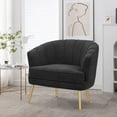 thumbnail image 3 of Andeworld Upholstered Accent Chair with Gold Metal Legs (Black), 3 of 7
