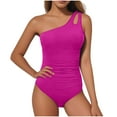 thumbnail image 2 of Kinrui Womens One Piece Swimsuits One Shoulder Tummy Control Bathing Suits Modest Full Coverage Cutout Monikinis Swimwear Hot Pink,L, 2 of 6