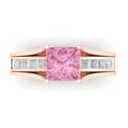 thumbnail image 2 of Clara Pucci 14K Rose Gold 2.28 Simulated Pink Diamond Engraveable Engagement Ring + Wedding Band Set, 2 of 7