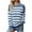 Blue, variant on Herrnalise Women's Knitted Crop Tops Round Neck Knitted Contrast Striped Pullover Fashion Casual Long Sleeve Sweater Top Pullover Jumper Sweaters