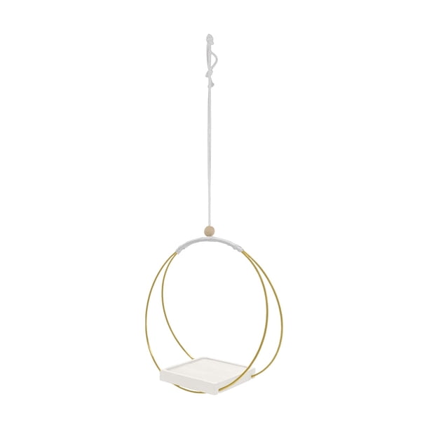 Jardineras colgantes de madera con cestas de cuerda de algodón, accesorios para escaparates, base de madera de 30 cm (12 pulgadas), marco de soporte para decoración de interiores y exteriores,