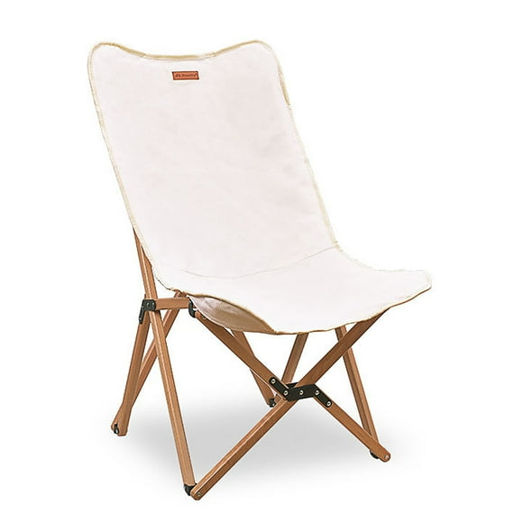 ShineTrip Premium White Large Outdoor Wooden Folding Camping Chair with Heavy-Duty Canvas, Supports Up to 264.5 lbs, Easy Setup & Compact Storage for Hiking, Backpacking, and Adventure Enthusiasts