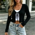 thumbnail image 2 of Lixiuxyad Women's Cropped Knit Cardigan with Tie Front and Long Sleeves Fall Fashion Clothes,Black, 2 of 6