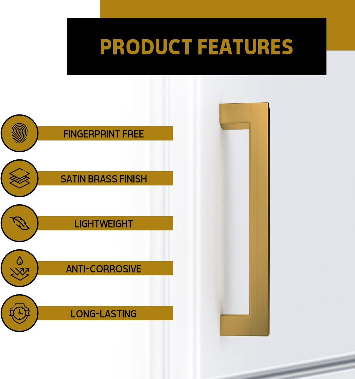 Mega Handles / Cabinet Pulls 5.5 Inch / Stainless Steel Cabinet Handle Pulls / Satin Brass / 12 pack