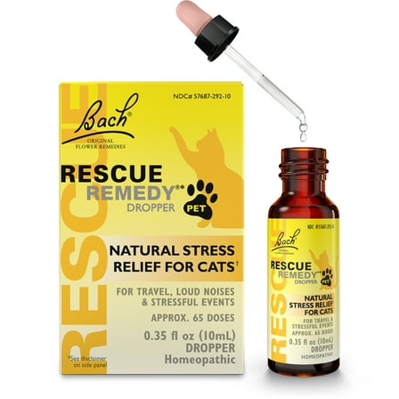 Bach RESCUE REMEDY PET Cat Dropper 10mL, Natural Calming Drops for Cats & Kittens