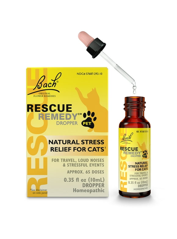 Bach RESCUE REMEDY PET Cat Dropper 10mL, Natural Calming Drops for Cats & Kittens