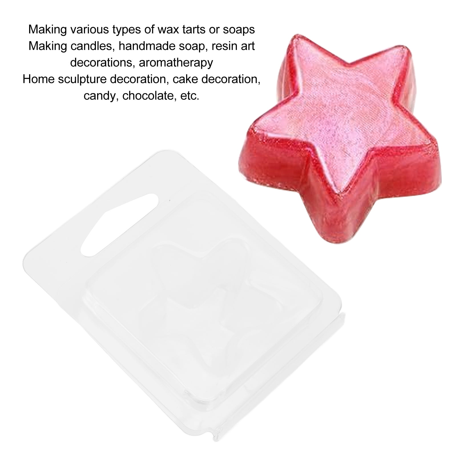 Riousery 100 Packs Five Pointed Star Shaped Wax Melt Clamshell Molds Containers Clear Plastic Tray for Wickless Tarts Candle Making Premium Supplies