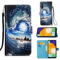 Galaxy A13 5G Wallet Case,Dteck Magnetic Pattern PU Leather Card Pocket Case Shockproof Rubber Kickstand Full Protective Cover for Samsung Galaxy A13 5G 6.5-inch,Wave