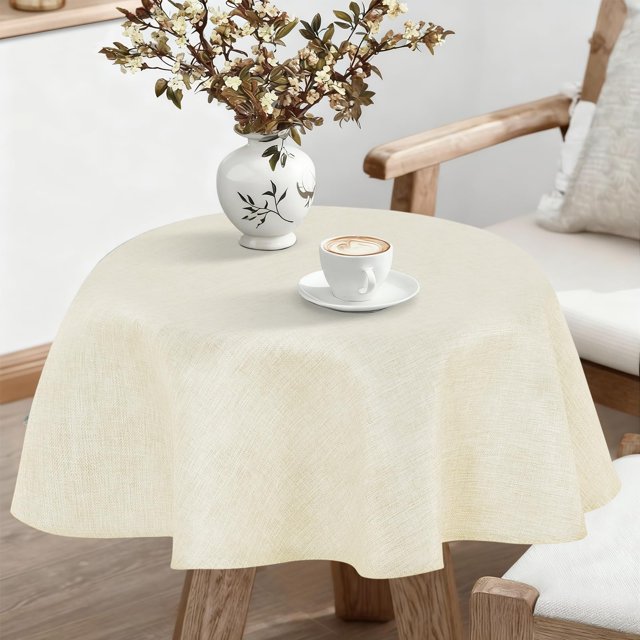 Mantel redondo JIUZHEN de 76 cm, resistente a las arrugas, color champán