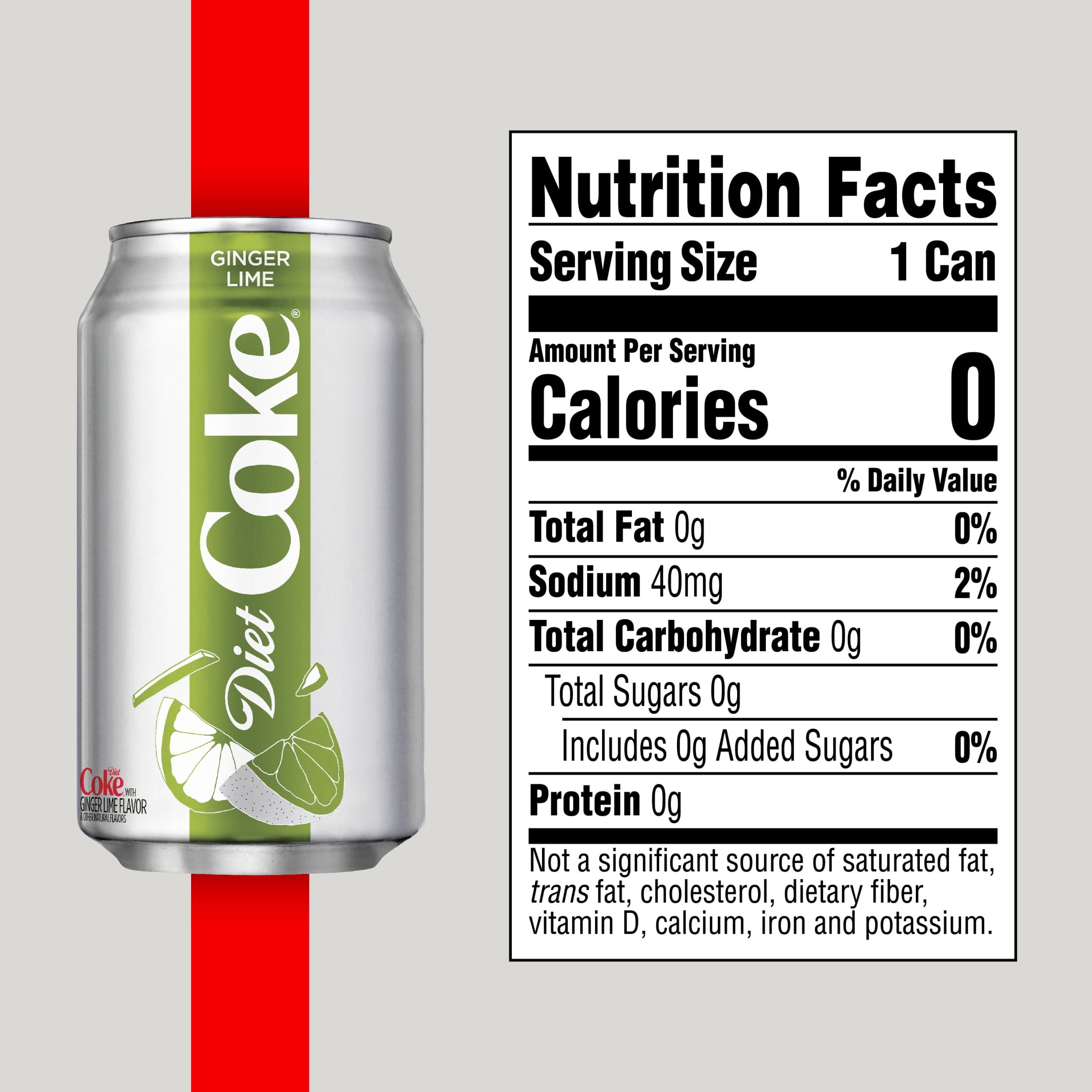 Diet Coke Ginger Lime Diet Soda Pop Soft Drink, Fridgepack, 12 fl oz, 12 Pack