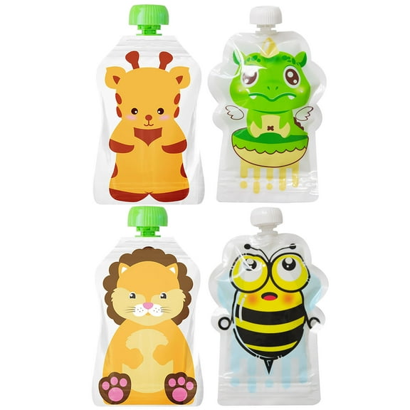 8pcs Reusable Food Storage Bags Sealed Refillable Baby Food Pouch Random