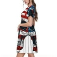 thumbnail image 2 of Fotbe Robe Motif Crâne Drapeau Américain Décontractée Mode Femme Manches Courtes Robe Maxi Robe T-Shirt Rayée Longue à Blocs de Couleur, 2 of 6