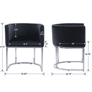 Guyou Modern Velvet Dining Chair, Mid-century Upholstered Barrel Kitchen Chairs Fabric Side Chair with Metal Legs and Curved Back for Living Room Dining Room Bedroom, Black