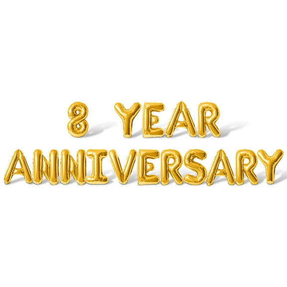 Letter Balloons - 8 YEAR ANNIVERSARY 16" Inch Alphabet Letters Foil Mylar Balloon 8th Anniversary Party Banner (Gold)