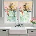 thumbnail image 4 of Easter Bunny Eggs Tie Up Curtains 45 Inches Long, Kitchen Window Curtains Over Sink, Spring Tulip Flowers Leaves Country Plants Small Window Curtains Balloon Curtains Valances for Bedroom 34"x45", 4 of 8