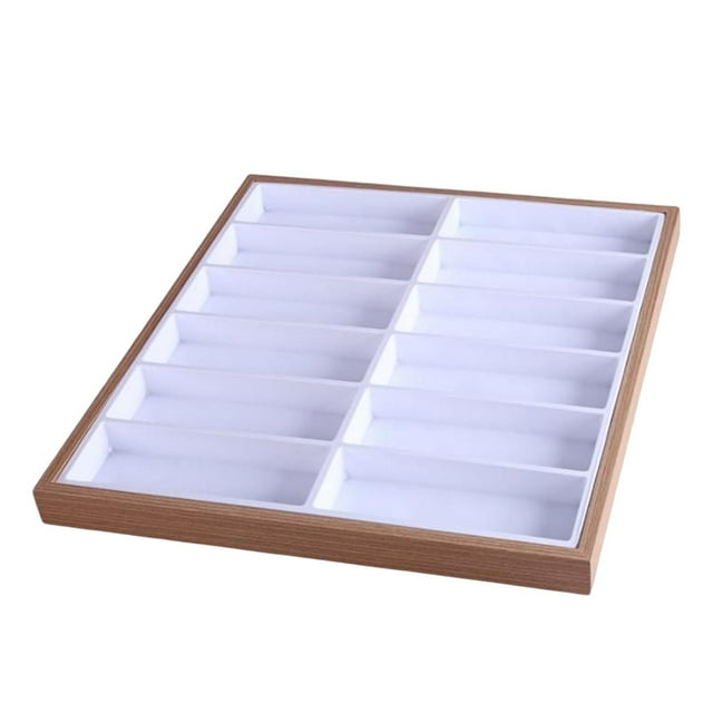 Caja organizadora con 12 ranuras, caja de almacenamiento para exhibición de sol, organizador de reloj de joyería para encimera, Blanco shamjiam Vitrina de anteojos