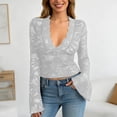 thumbnail image 2 of XIYON Tshirts For Women Women's Slim Fit Long Sleeve V Neck Lace Top Elegant Basic For Daily Wear And Casual Outings Lightweight 2026 Trendy Clothes, 2 of 7