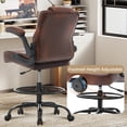 thumbnail image 5 of Wanbei Big & Tall Ergonomic High Back Leather Office Chair, Adjustable Height Flip-Up Armrest Executive Computer Chair for Standing & Counter Height Desk, Brown, 5 of 7