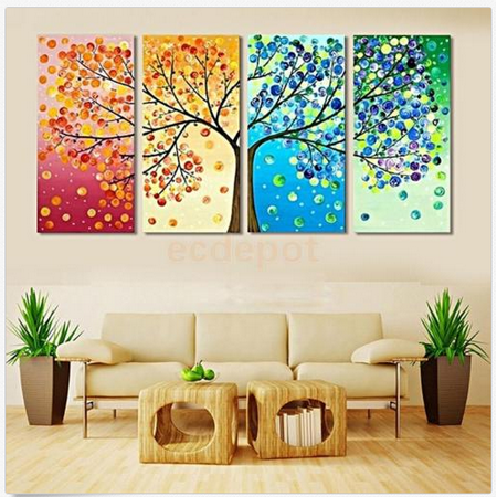 Wall Decor 4pcs 4 Seasons Colorful Season Lucky Tree Canvas Print Wall Decor 4pcs 4 Seasons Colorful Season Lucky Tree Canvas Print Art Painting Picture