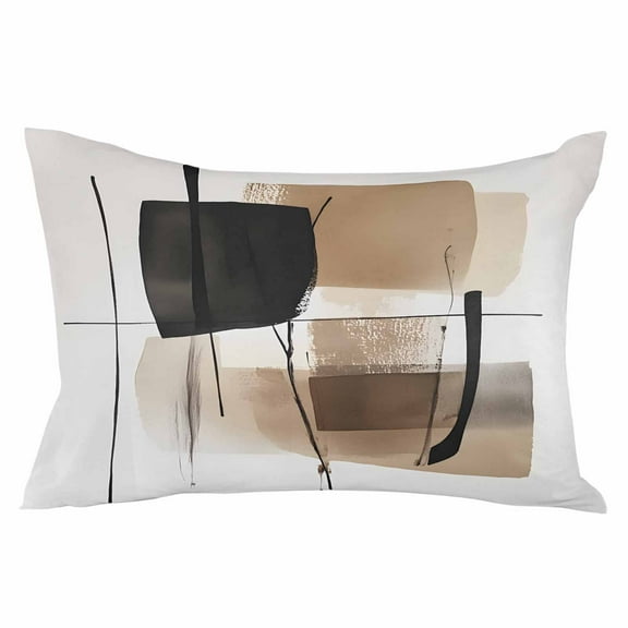 Brown Black Abstract Art Throw Pillow Cover 12 x 20 Inch Decorative Pillow Cover Luxury Geometric Modern Art Lumbar Pillowcase Seasonal Rectangle Cushion Case for Couch Sofa Bed Living Room