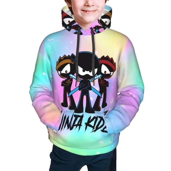 Ninja Kidz Hoodies Pullover For Boys Girls 3d Printed Hooded Sweatshirt Long Sleeves Small