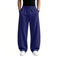 thumbnail image 6 of Men's Baggy Sweatpants Wide Leg Lounge Cotton Jogging Pants Casual Elastic Waist Joggers with Pockets, 6 of 7